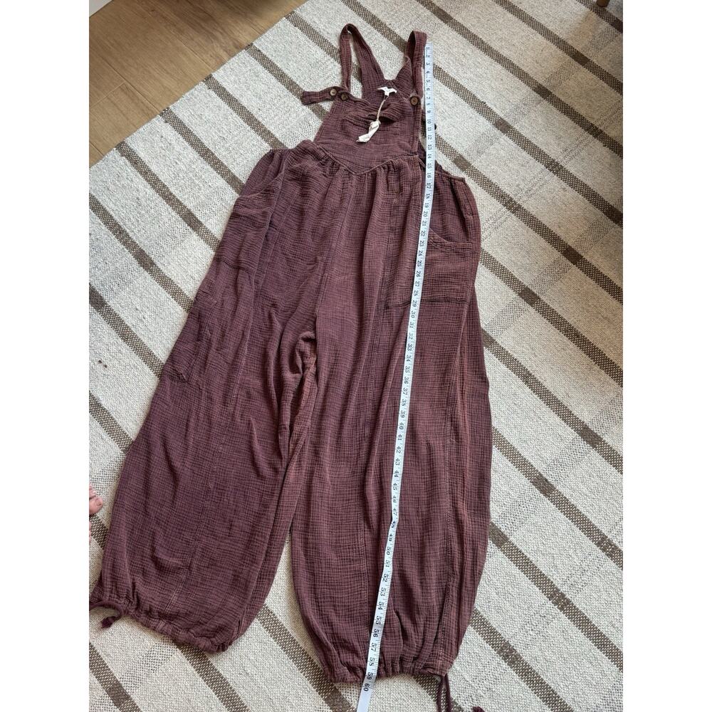 easel Burgundy Wide-Leg Jumpsuit Romper - Picture 7 of 9
